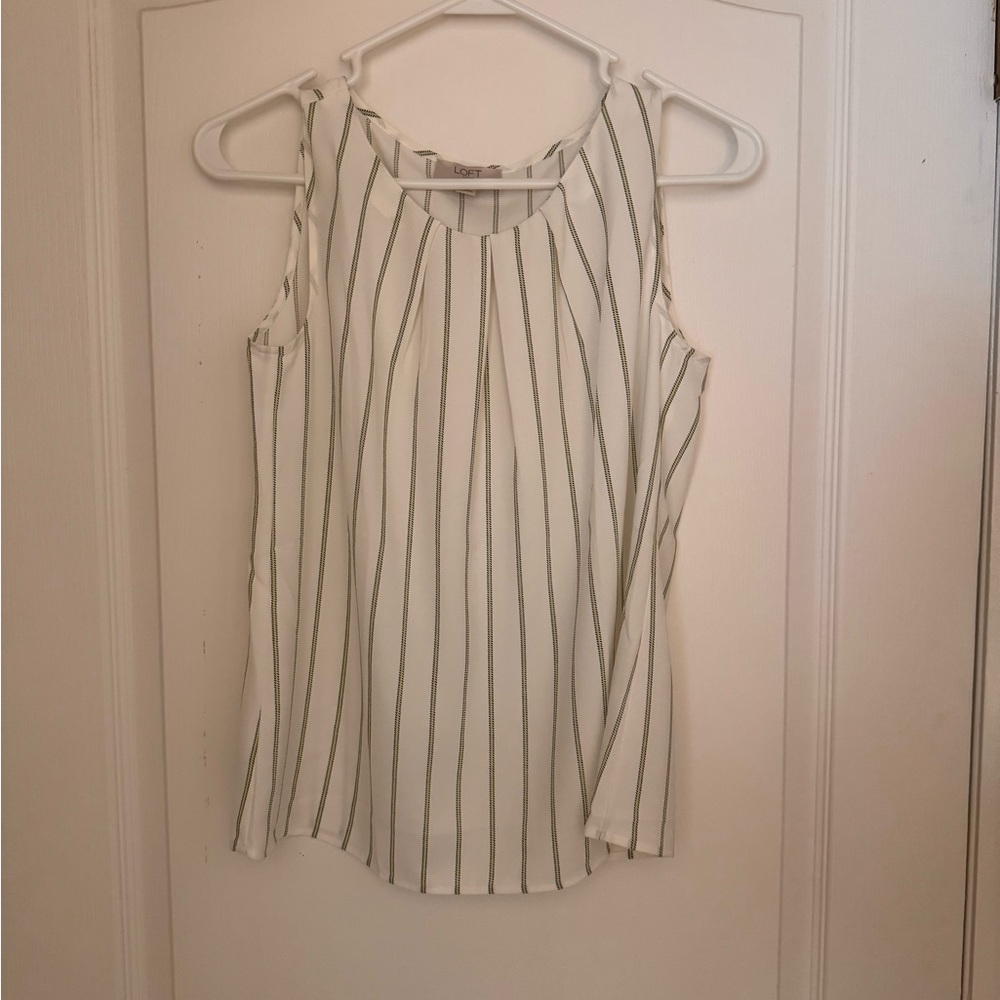 Striped Sleeveless Blouse - Gold/White/Black